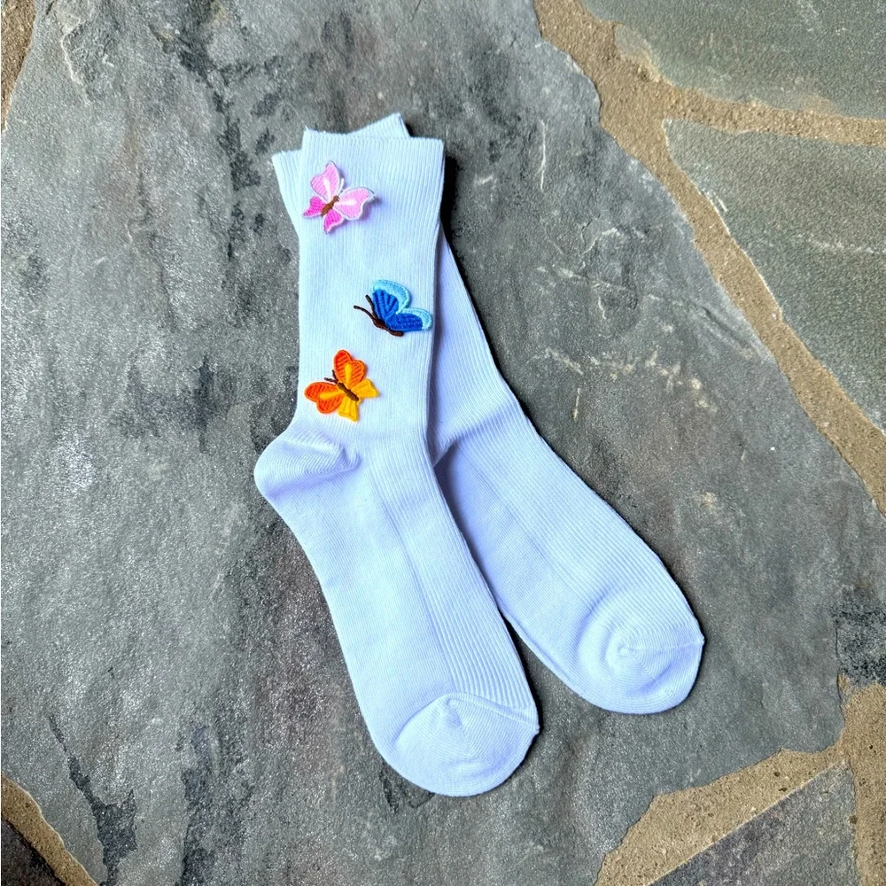 New-UO-Butterfly CROCHET ICON CREW SOCKS